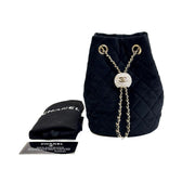 Chanel Bucket Bag Black Velvet With Crystal Pearl Crush - Jiaxyk